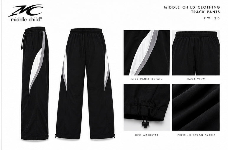 Middle Child Track Pants - side, back and fabric